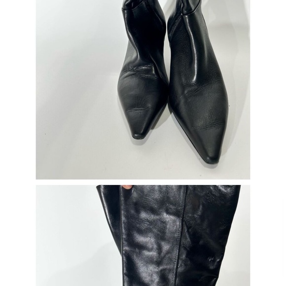 ZARA FINE POINTED TOE HEELED LEATHER KNEE HIGH BOOTs - Picture 4 of 7